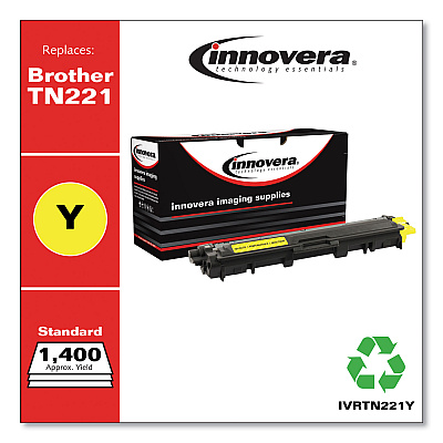 Innovera Remanufactured Yellow Toner, Replacement for TN221Y, 1,400 Page-Yield