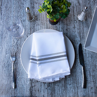 Mariposa Bistro Napkin 18x22 Gray Stripe, Pack Of 12 (PNP-BISTRO-GY)