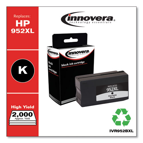 Innovera Remanufactured Black High-Yield Ink, Replacement for 952XL (F6U19AN), 2,000 Page-Yield (952BXL)