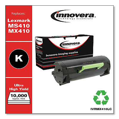 Innovera Remanufactured Black Ultra High-Yield Toner, Replacement for MS410/MX410, 10,000 Page-Yield (IVRMX410LC)