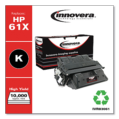 Innovera Remanufactured Black High-Yield Toner, Replacement for 61X (C8061X), 10,000 Page-Yield (IVR83061)