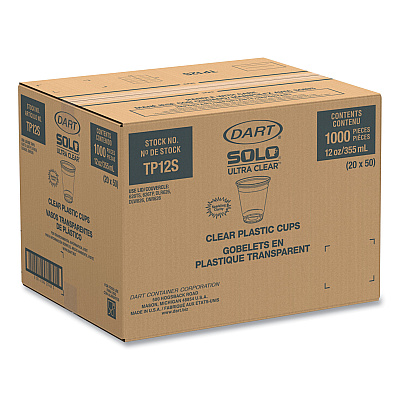 Solo Ultra Clear Cups, 12 oz, PET, 50/Bag, 20 Bags/Carton (DCCTP12S)