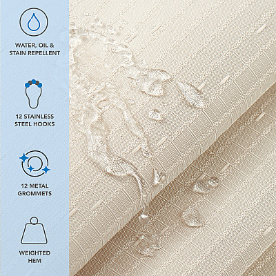 H&h Poly Shower Curtain Set 72x72 Raindrop Almond Milk, 1 Set (P-SCSET-7272-BG)