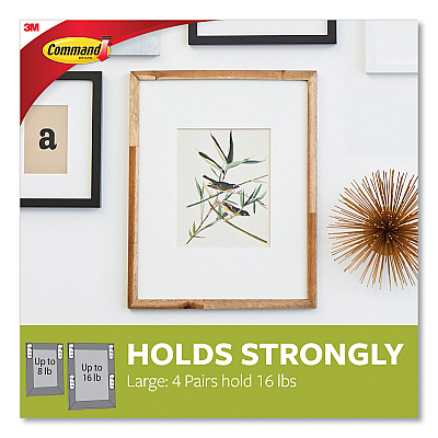 Command Picture Hanging Strips, Removable, Holds Up to 4 lbs per Pair, 0.75 x 3.65, Black, 4 Pairs/Pack (MMM17206BLK)