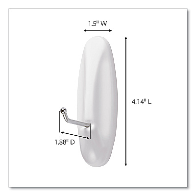 Command General Purpose Wire Hooks, Large, Metal, White, 5 lb Capacity, 3 Hooks and 8 Strips/Pack (MMM170693ES)