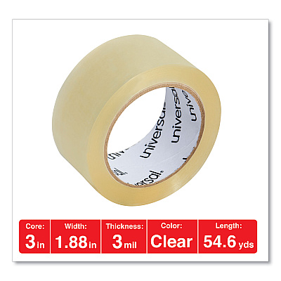 Universal Heavy-Duty Box Sealing Tape, 3" Core, 1.88" x 54.6 yds, Clear, 36/Carton (UNV99000)