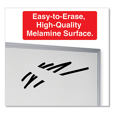 Universal Deluxe Melamine Dry Erase Board, 72 x 48, Melamine White Surface, Silver Anodized Aluminum Frame (UNV43626)