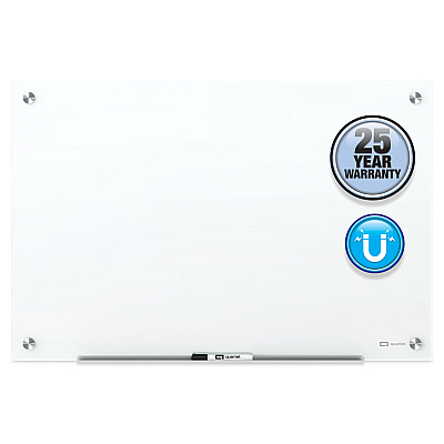 Quartet Brilliance Glass Dry-Erase Boards, 48 x 48, White Surface (QRTG24848W)