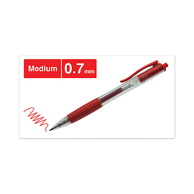 Universal Comfort Grip Gel Pen, Retractable, Medium 0.7 mm, Red Ink, Clear/Red Barrel, Dozen (UNV39914)