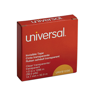 Universal Invisible Tape, 1" Core, 0.5" x 36 yds, Clear (UNV81236)