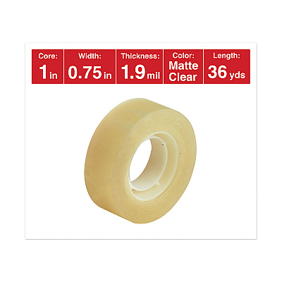 Universal Invisible Tape, 1" Core, 0.75" x 36 yds, Clear, 12/Pack (UNV83436VP)