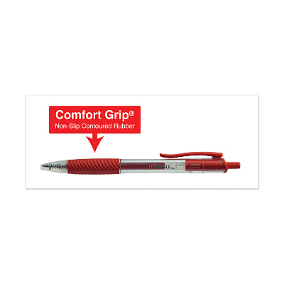 Universal Comfort Grip Gel Pen, Retractable, Medium 0.7 mm, Red Ink, Clear/Red Barrel, Dozen (UNV39914)