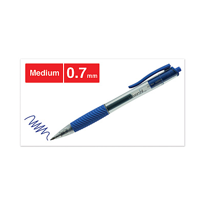 Universal Comfort Grip Gel Pen, Retractable, Medium 0.7 mm, Blue Ink, Clear/Blue Barrel, Dozen (UNV39913)