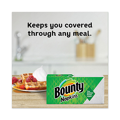 Bounty Quilted Napkins, 1-Ply, 12 1/10 x 12, Assorted - Print or White, 200/Pack (PGC34885)