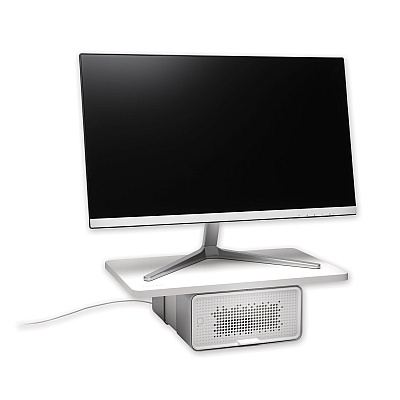 Kensington FreshView Wellness Monitor Stand with Air Purifier, For 27" Monitors, 22.5" x 11.5" x 5.4", White, Supports 200 lbs (KMW55460)