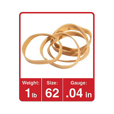 Universal Rubber Bands, Size 62, 0.04" Gauge, Beige, 1 lb Box, 490/Pack (UNV00162)