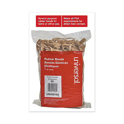 Universal Rubber Bands, Size 62, 0.04" Gauge, Beige, 1 lb Box, 490/Pack (UNV00162)
