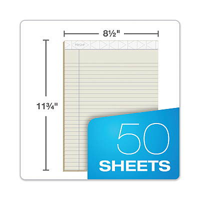 TOPS Prism + Colored Writing Pads, Wide/Legal Rule, 50 Pastel Ivory 8.5 x 11.75 Sheets, 12/Pack (TOP63130)