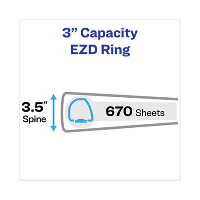 Avery Heavy-Duty View Binder with DuraHinge, One Touch EZD Rings and Extra-Wide Cover, 3 Ring, 3" Capacity, 11 x 8.5, White, (1321) (AVE01321)