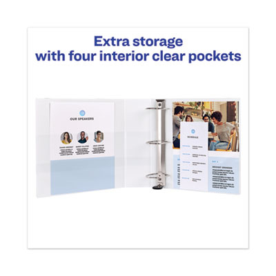 Avery Heavy-Duty View Binder with DuraHinge, One Touch EZD Rings and Extra-Wide Cover, 3 Ring, 3" Capacity, 11 x 8.5, White, (1321) (AVE01321)