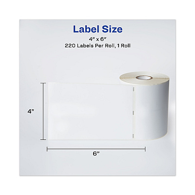 Avery Multipurpose Thermal Labels, 4 x 6, White, 220/Roll (AVE4156)