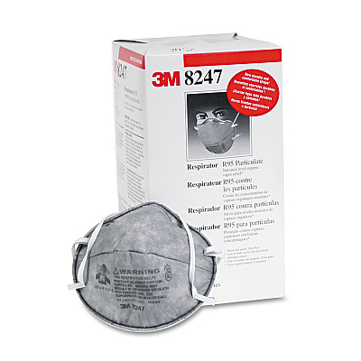 3M R95 Particulate Respirator w/Nuisance-Level Organic Vapor Relief, One Size Fits All, 20/Box (MMM8247)