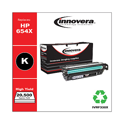 Innovera Remanufactured Black High-Yield Toner, Replacement for 654X (CF330X), 20,500 Page-Yield