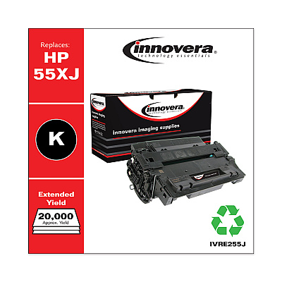 Innovera Remanufactured Black Extended-Yield Toner, Replacement for 55X (CE255XJ), 20,000 Page-Yield (IVRE255J)