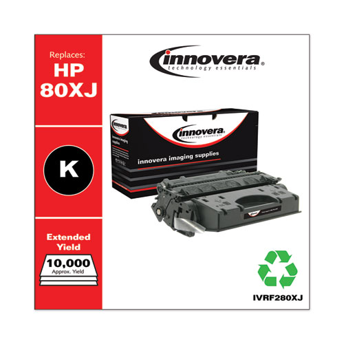 Innovera Remanufactured Black Extended-Yield Toner, Replacement for 80X (CF280XJ), 8,000 Page-Yield