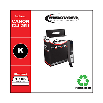 Innovera Remanufactured Black Ink, Replacement for CLI-251 (6513B001), 1,105 Page-Yield (IVRCLI251B)