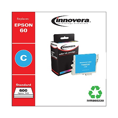 Innovera Remanufactured Cyan Ink, Replacement for 60 (T060220), 600 Page-Yield (IVR860220)