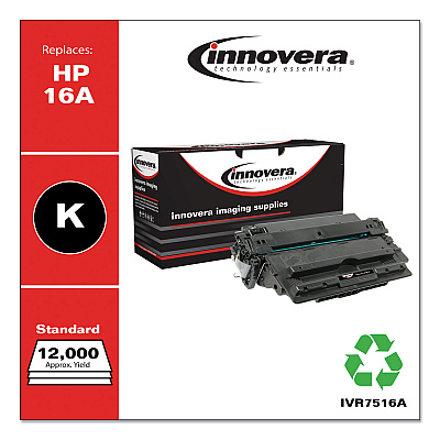 Innovera Remanufactured Black Toner, Replacement for 16A (Q7516A), 12,000 Page-Yield