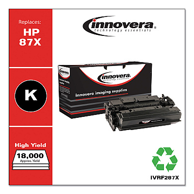 Innovera Remanufactured Black High-Yield Toner, Replacement for 87X (CF287X), 18,000 Page-Yield