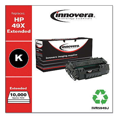 Innovera Remanufactured Black Extended-Yield Toner, Replacement for 49X (Q5949XJ), 10,000 Page-Yield (IVR5949J)