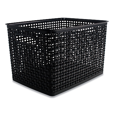 Advantus Plastic Weave Bin, Large, 13.5" x 10.5" x 8.75", Black (AVT36006)