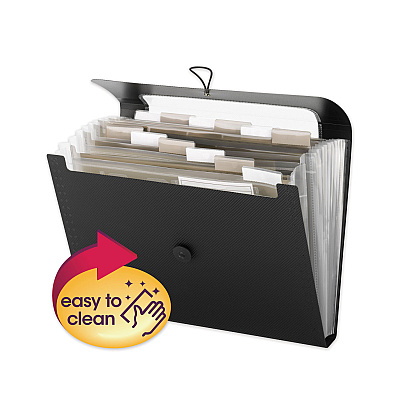 Smead Step Index Organizer, 12 Sections, Cord/Hook Closure, 1/6-Cut Tabs, Letter Size, Black (SMD70901)