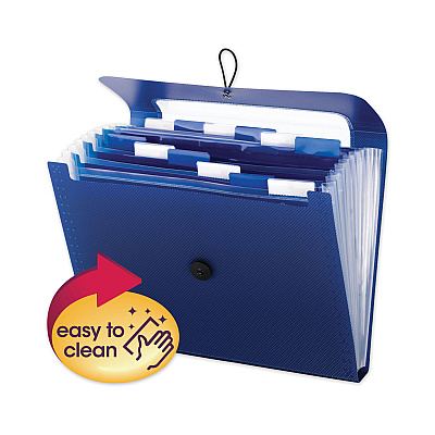Smead Step Index Organizer, 12 Sections, Cord/Hook Closure, 1/6-Cut Tabs, Letter Size, Navy (SMD70902)