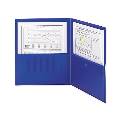 Smead Poly Two-Pocket Folder with Security Pocket, 11 x 8 1/2, Blue, 5/Pack (SMD87701)