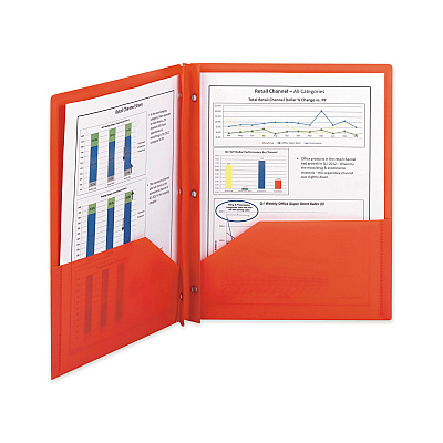 Smead Poly Two-Pocket Folder with Fasteners, 180-Sheet Capacity, 11 x 8.5, Red, 25/Box (SMD87727)