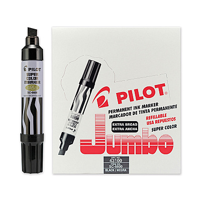 Pilot Super Color Refillable Permanent Marker, Extra-Broad Chisel Tip, Black (PIL43100BLK)