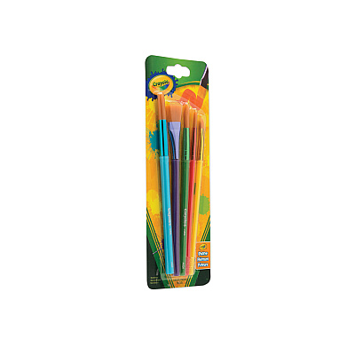 Crayola Arts and Craft Brush Set, Assorted Sizes, Natural Hair, Angled, Flat, Round, 5/Set (CYO053506)