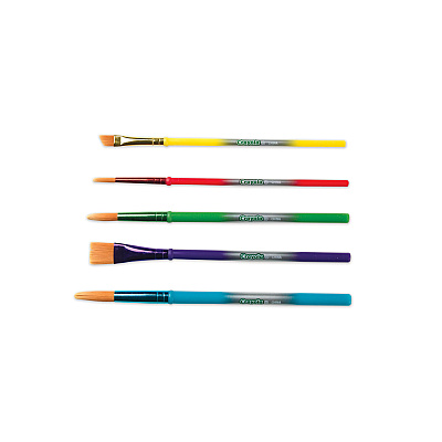 Crayola Arts and Craft Brush Set, Assorted Sizes, Natural Hair, Angled, Flat, Round, 5/Set (CYO053506)