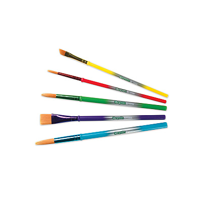 Crayola Arts and Craft Brush Set, Assorted Sizes, Natural Hair, Angled, Flat, Round, 5/Set (CYO053506)