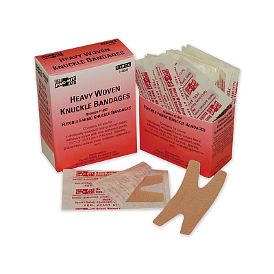 First Aid Only Heavy Woven Knuckle Bandages, Sterile, Individually Wrapped, 50/Box (FAO1850)