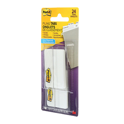 Post-it Tabs Solid Color Tabs, 1/5-Cut, White, 2" Wide, 24/Pack (MMM70005080844)