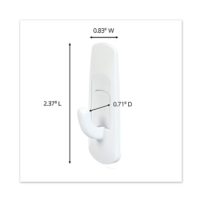 Command General Purpose Hooks, Small, Plastic, White, 1 lb Capacity, 6 Hooks and 12 Strips/Pack (MMM70005128379)
