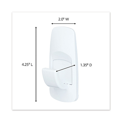 Command General Purpose Hooks, Jumbo, Plastic, White, 7.5 lb Capacity, White, 1 Hook and 4 Strips (MMM70005150993)