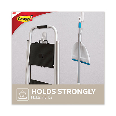 Command General Purpose Hooks, Jumbo, Plastic, White, 7.5 lb Capacity, White, 1 Hook and 4 Strips (MMM70005150993)