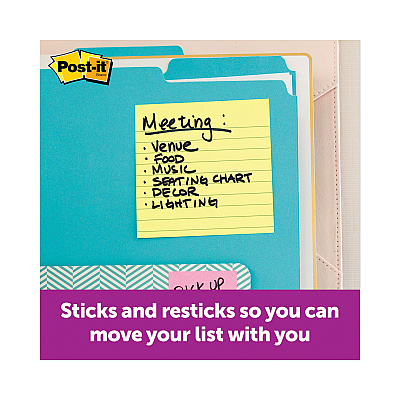 Post-it Notes Super Sticky Pads in Canary Yellow, Note Ruled, 4" x 4", 90 Sheets/Pad, 4 Pads/Pack (MMM70005166353)