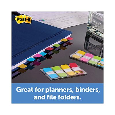 Post-it 1" Wide Tabs with Dispenser, Aqua, Pink, Violet, Yellow, 88/Pack (MMM70005179216)